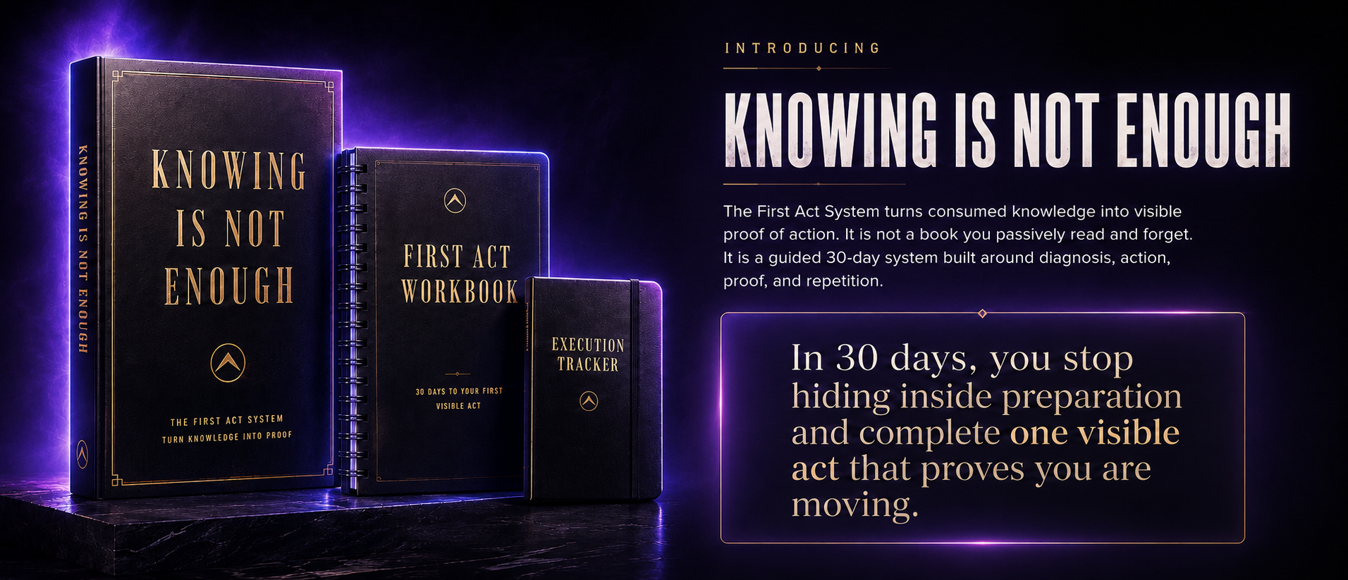 Introducing Knowing Is Not Enough, a guided 30-day system built around diagnosis, action, proof, and repetition.